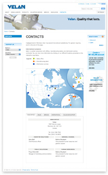 Velan Contacts Page